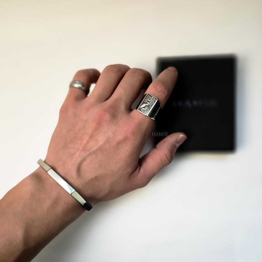 Stainless Steel Hexagon Cuff Bangle